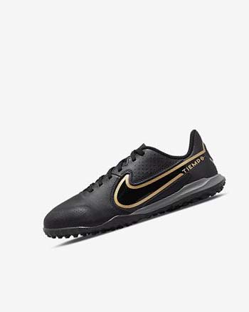 Nike Jr. Tiempo Legend 9 Academy TF Negros Grises Oscuro Metal Dorados Negros | MX 2919